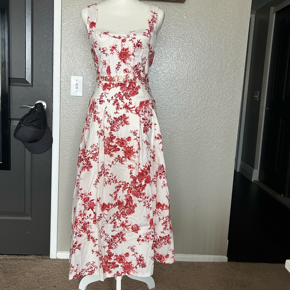 Antonio Melani Red and White Floral Dress